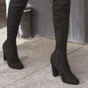 Lulu's Black Suede Over the Knee Boots